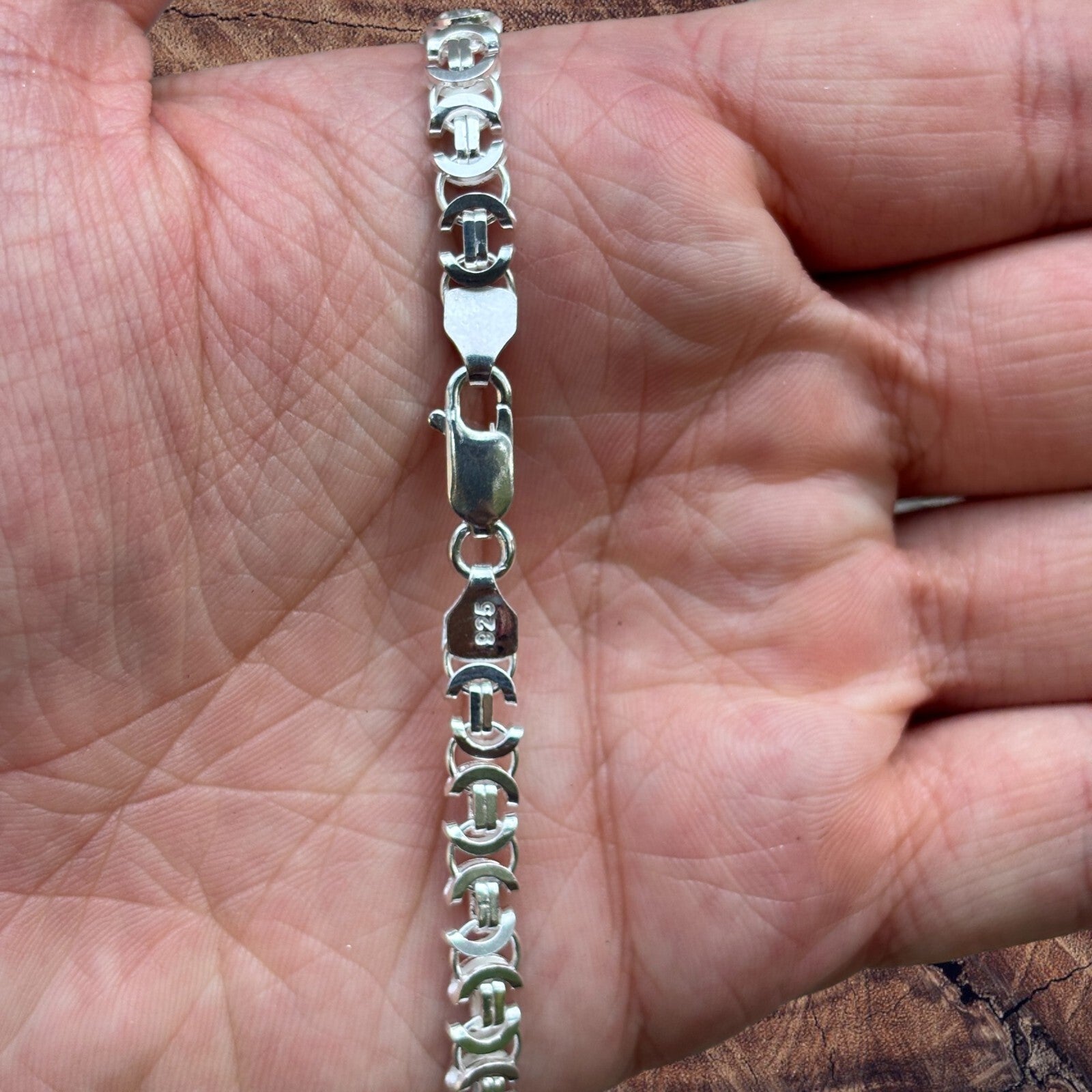 925 Sterling Silver 6mm Flat Byzantine Chain Necklace