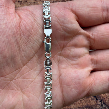 925 Sterling Silver 6mm Flat Byzantine Chain Necklace