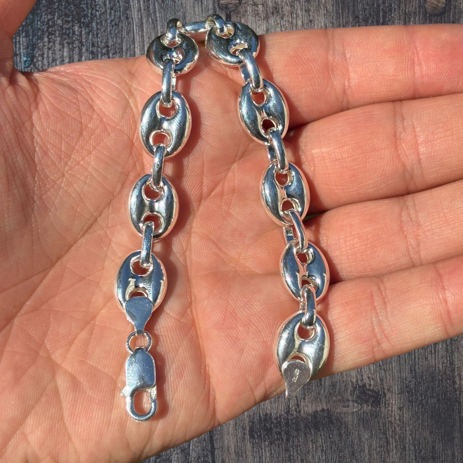 925 Sterling Silver 12mm Puffed Gucci Bracelet