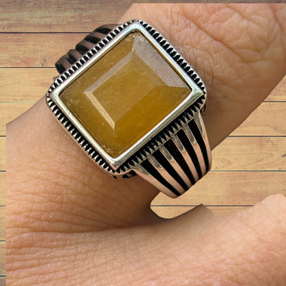 925 Sterling Silver Yellow Sapphire Ring