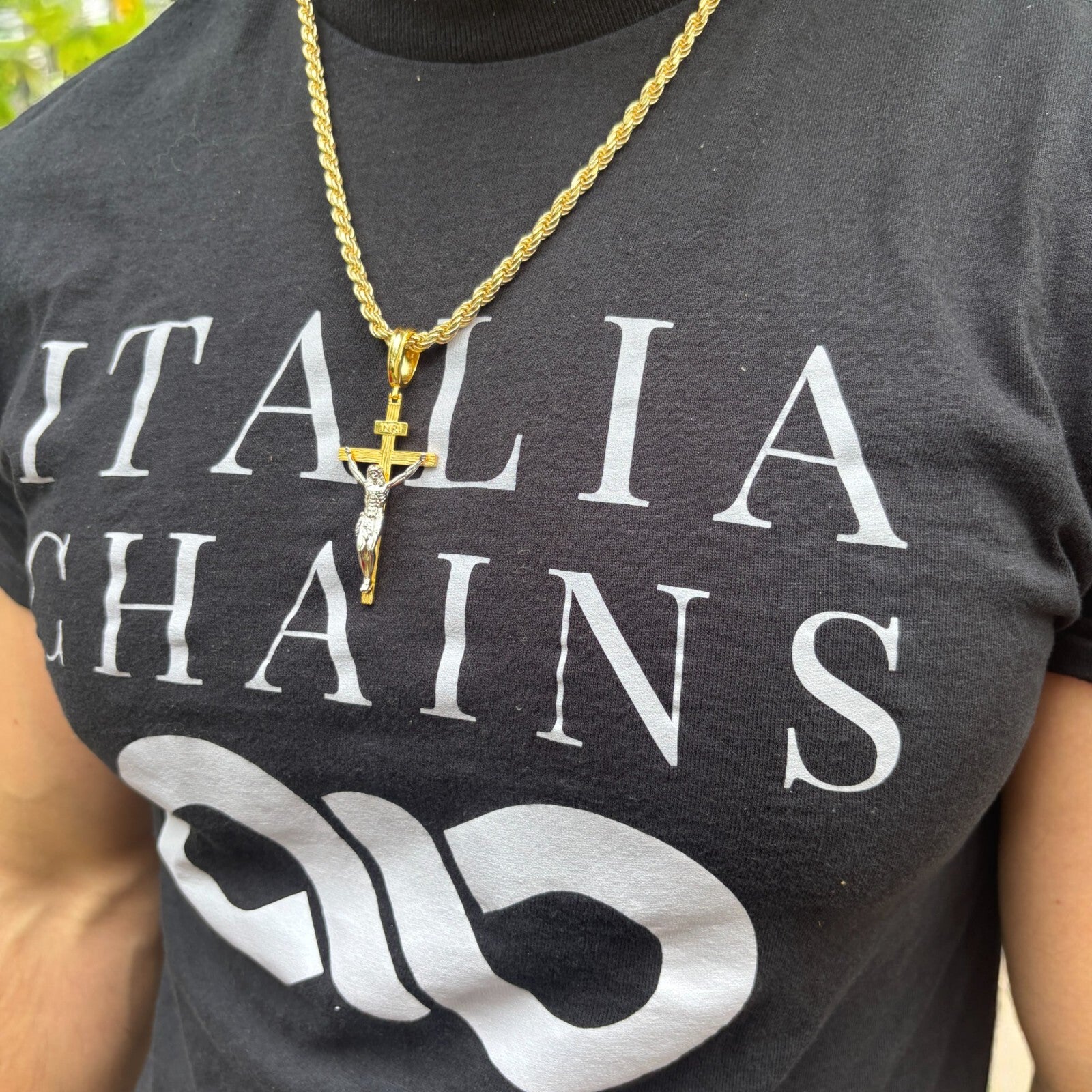 925 Sterling Silver Jesus on Wooden Cross Pendant