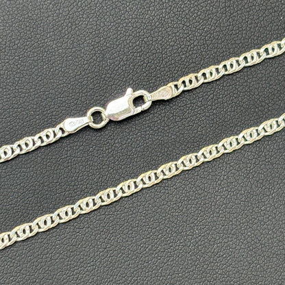 925 Sterling Silver 2.5mm Tiger Eye Chain Necklace