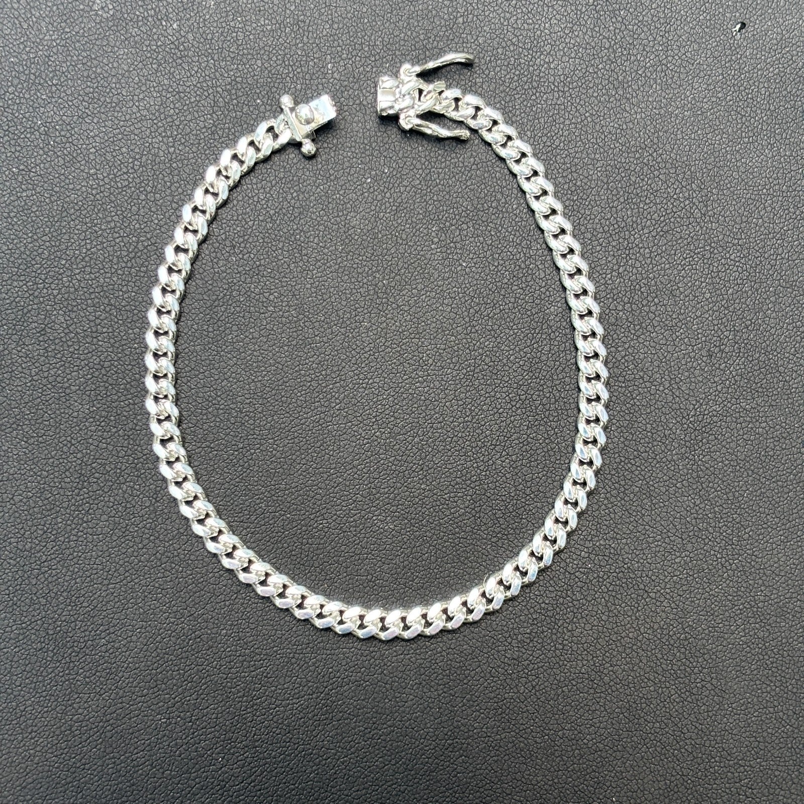 925 Sterling Silver 4mm Miami Cuban W. Box Clasp Bracelet