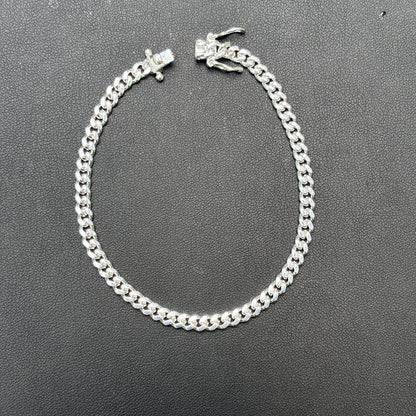 925 Sterling Silver 4mm Miami Cuban W. Box Clasp Bracelet