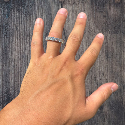925 Sterling Silver 5mm Moissanite Wedding Band Eternity Ring