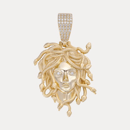 925 Sterling Silver Medusa Head Pendant With Moissanite - Medium
