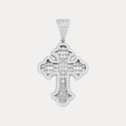 925 Sterling Silver Gothic Cross With Moissanite - Small