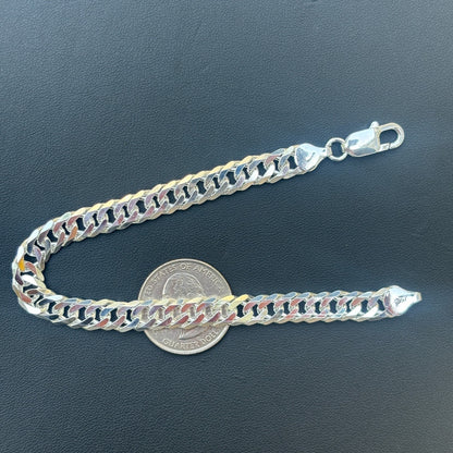 925 Sterling Silver 8mm Double Curb Bracelet