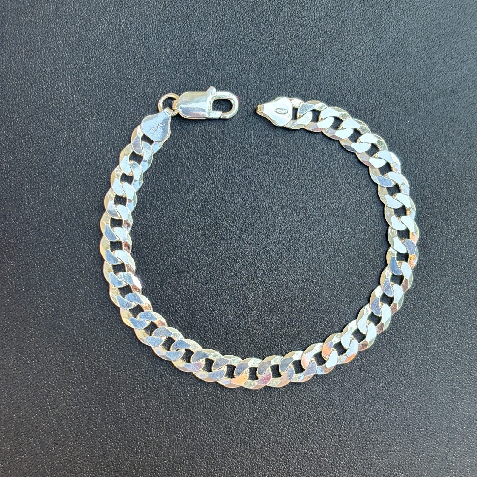 925 Sterling Silver 8mm Flat Curb Bracelet