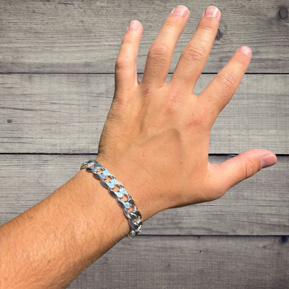 925 Sterling Silver 12mm Curb Bracelet