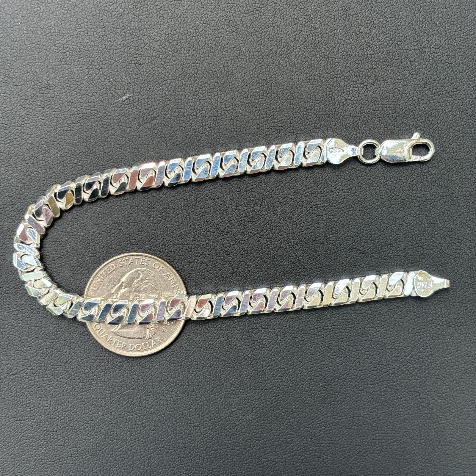 925 Sterling Silver 6mm Dollar Link Bracelet