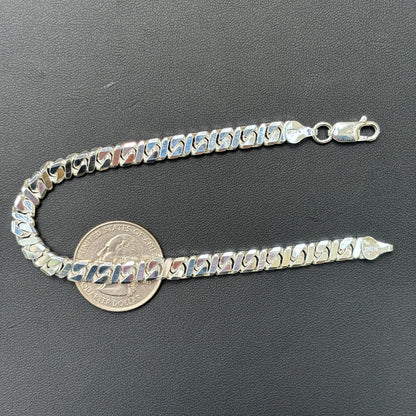 925 Sterling Silver 6mm Dollar Link Bracelet