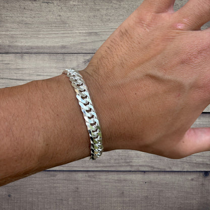 925 Sterling Silver 10mm Double Curb Bracelet