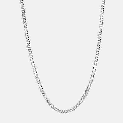 925 Sterling Silver 6mm Flat Curb Cuban Chain Necklace