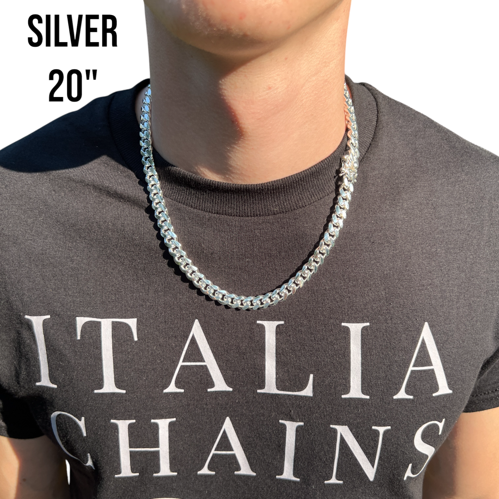 925 Sterling Silver 8mm Miami Cuban W. Box Clasp Chain Necklace