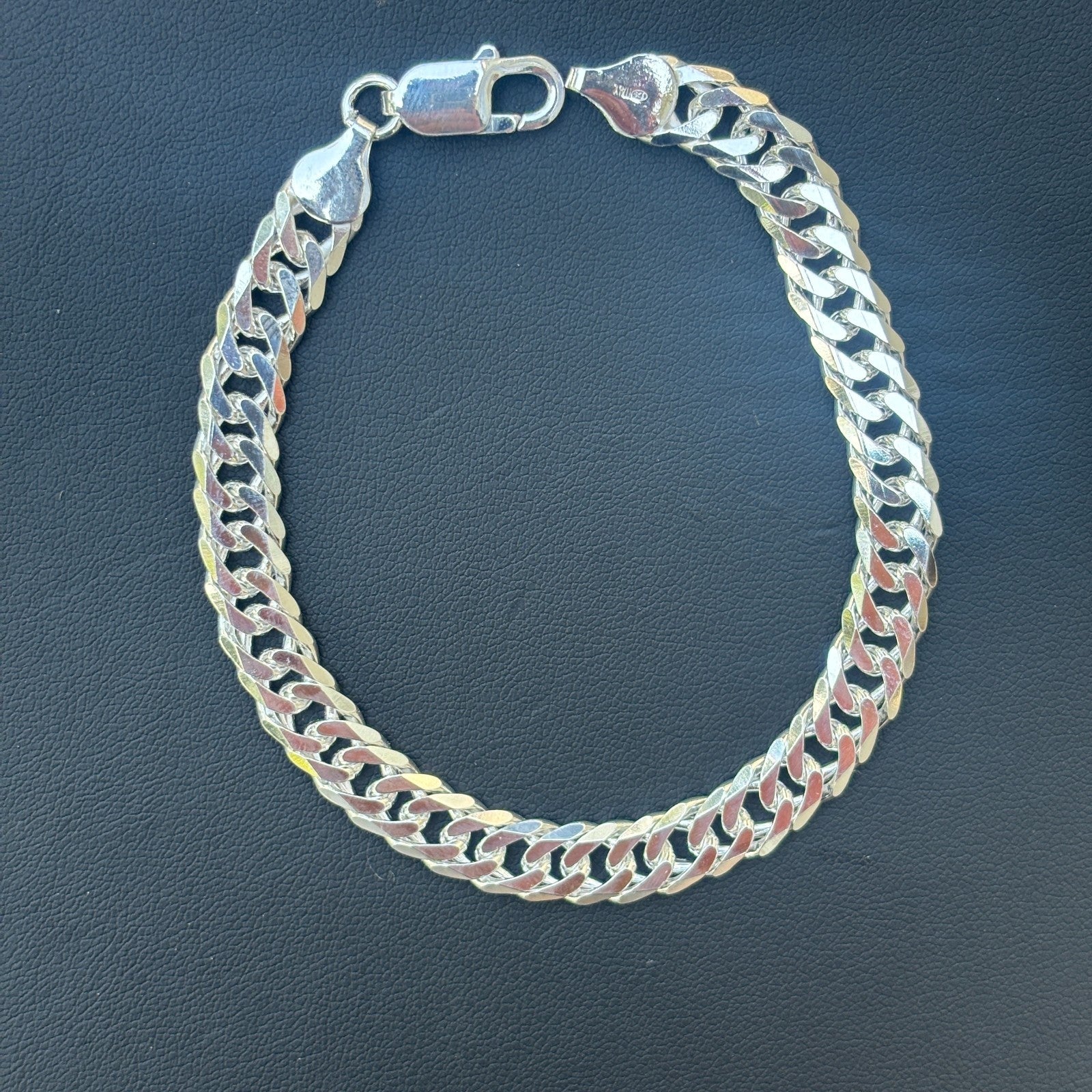 925 Sterling Silver 8mm Double Curb Bracelet