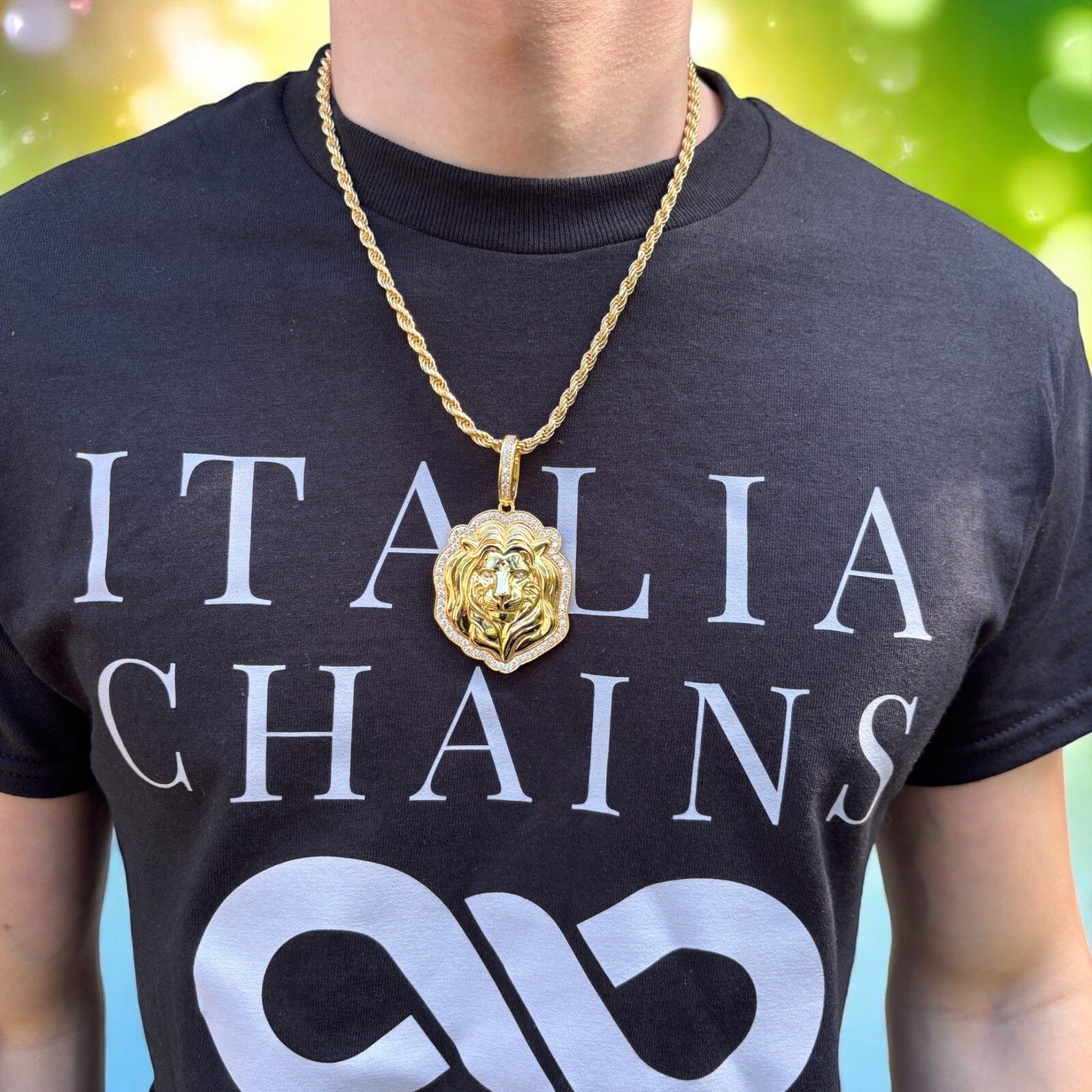 925 Sterling Silver Lion Head Pendant With Moissanite - Large