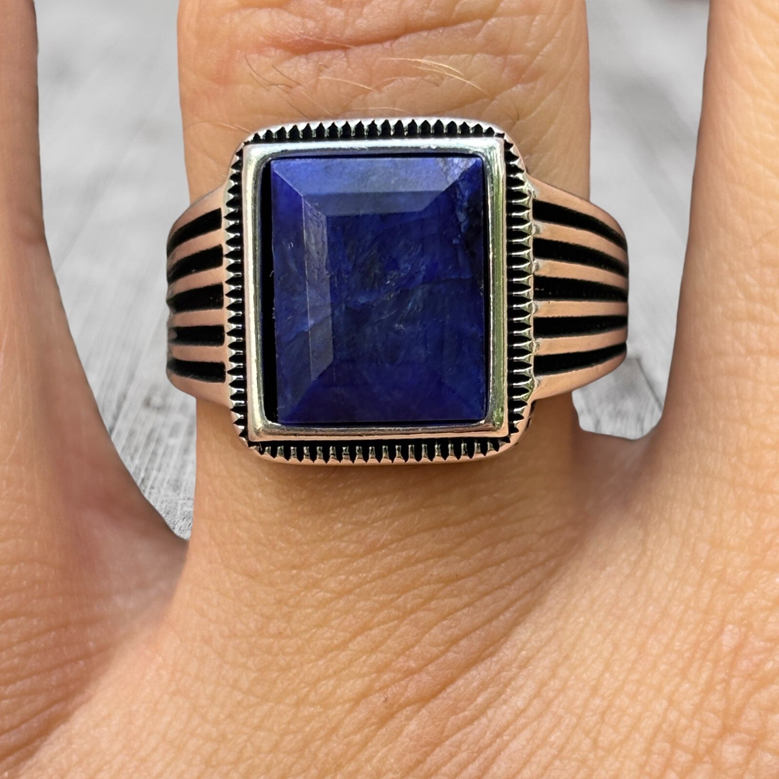 925 Sterling Silver Blue Sapphire Ring