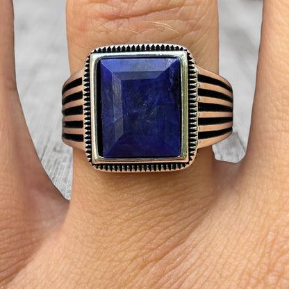 925 Sterling Silver Blue Sapphire Ring