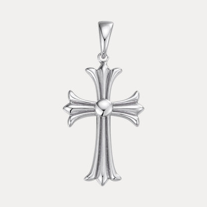925 Sterling Silver Cross Hearts Pendant - Medium