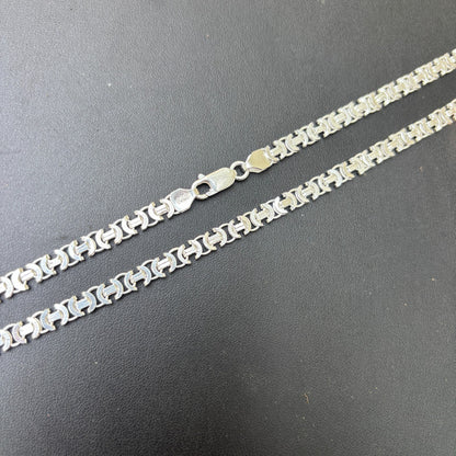 925 Sterling Silver 5mm Flat Byzantine Chain Necklace