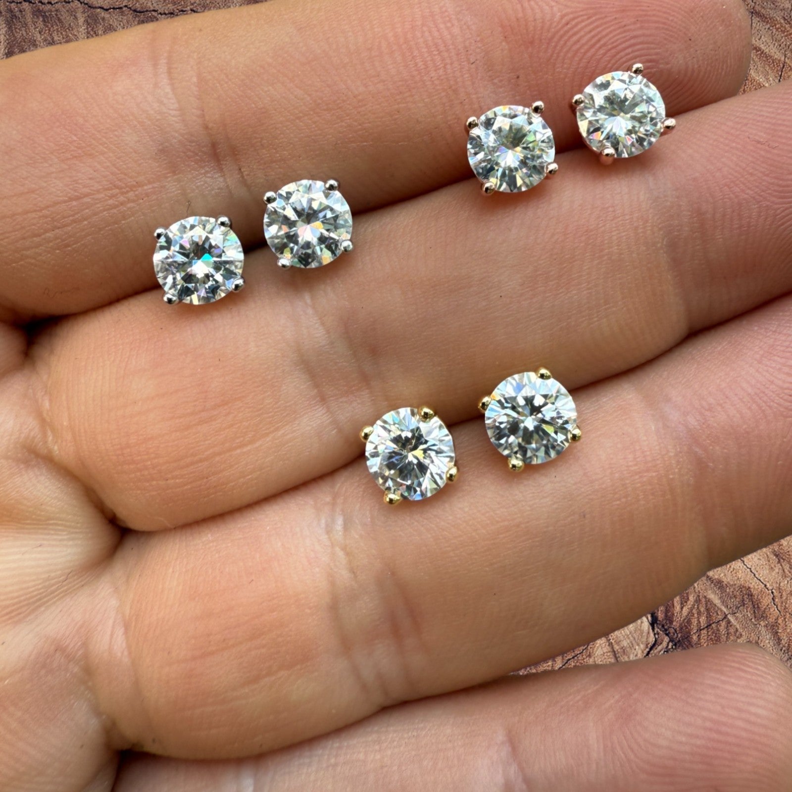 925 Sterling Silver 6.5mm Moissanite Earrings 2ct TW Studs