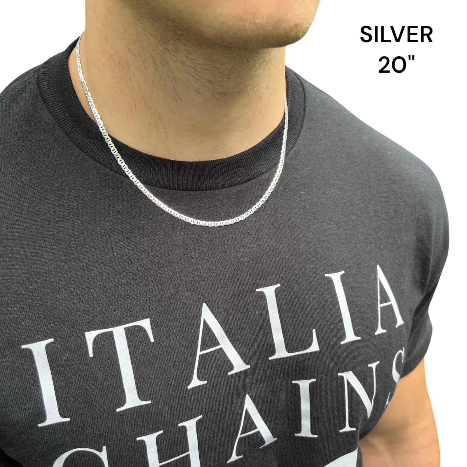 925 Sterling Silver 3mm Mariner Chain Necklace