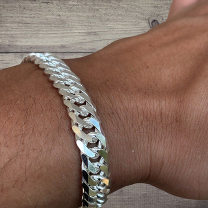 925 Sterling Silver 10mm Double Curb Bracelet