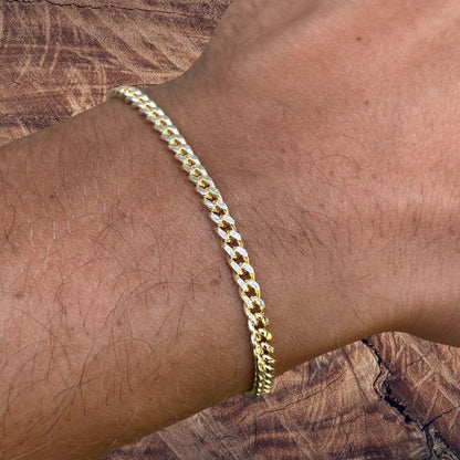 925 Sterling Silver 3mm Diamond Cut Miami Cuban Bracelet