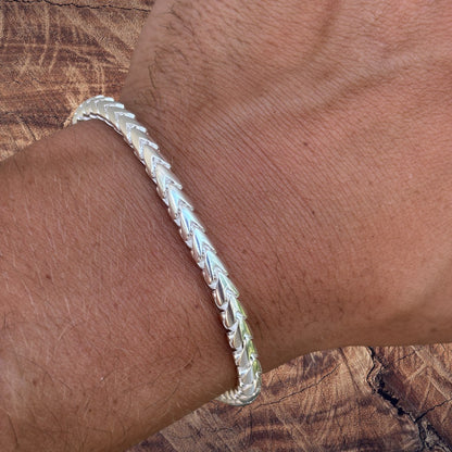 925 Sterling Silver 5mm Rounded Franco Bracelet W. Box Clasp