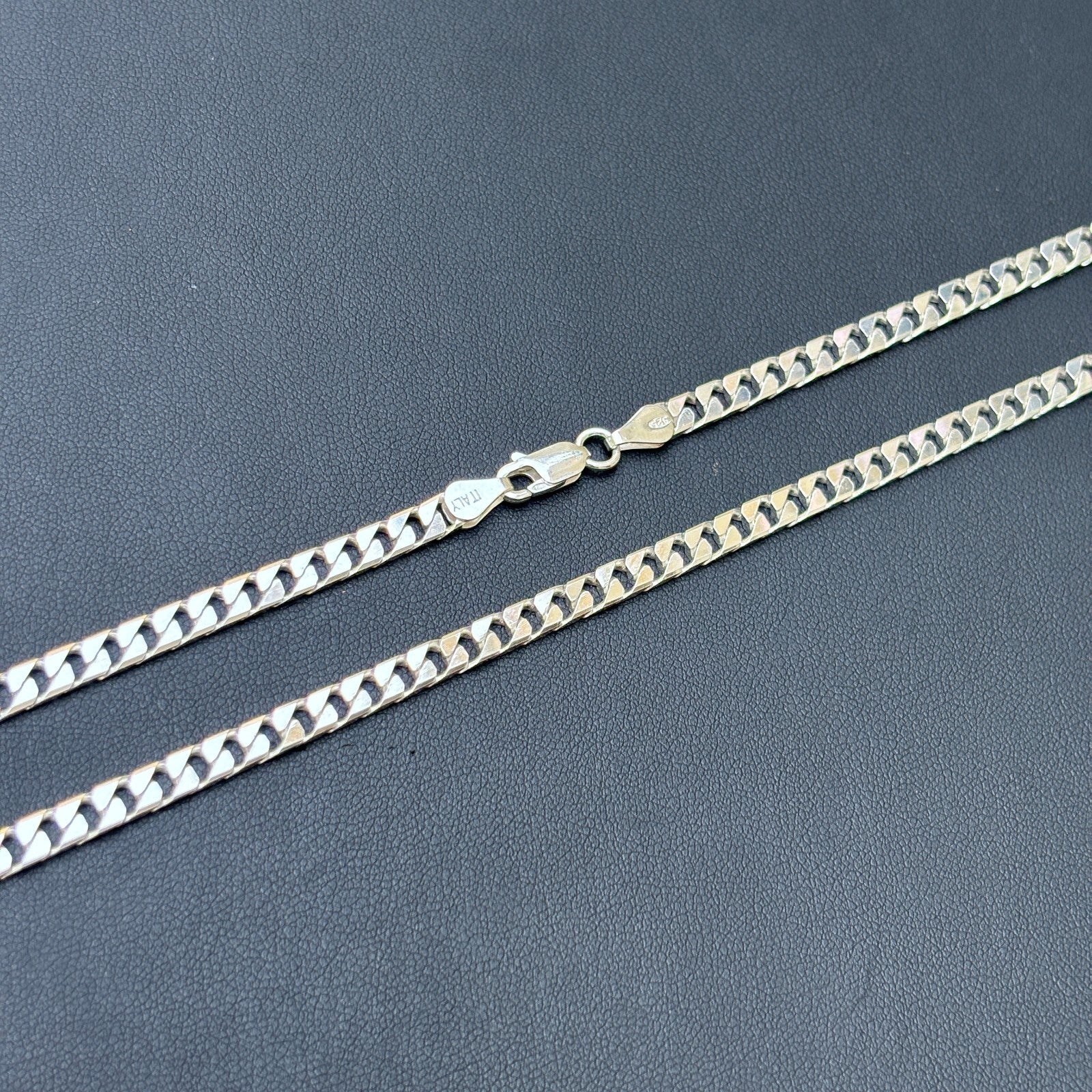 925 Sterling Silver 4mm Square Curb Chain Necklace