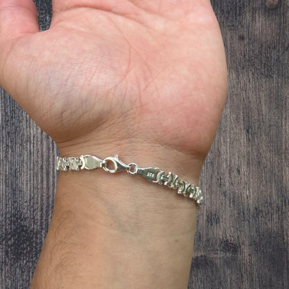 925 Sterling Silver 5mm Flat Byzantine Bracelet