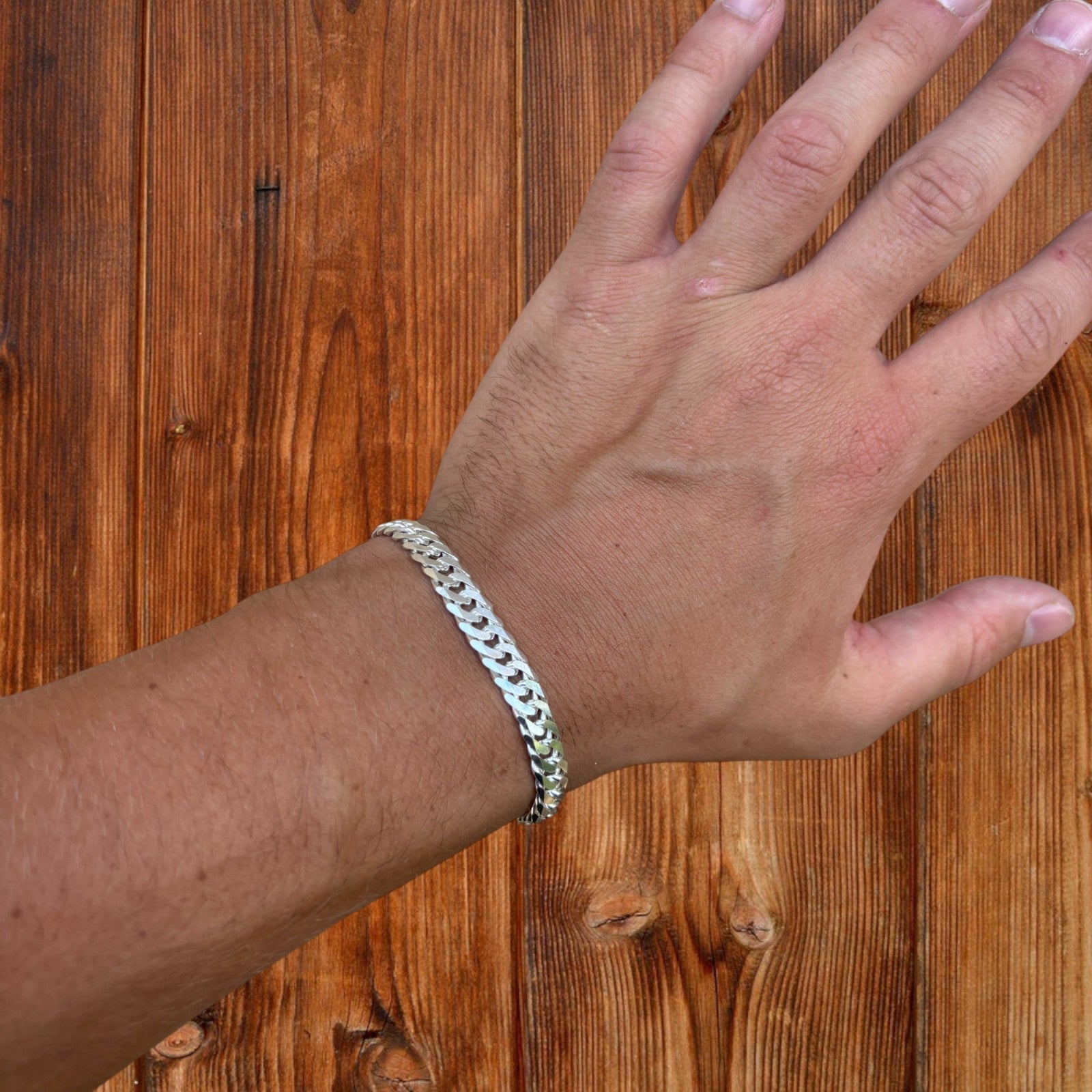 925 Sterling Silver 8mm Double Curb Bracelet