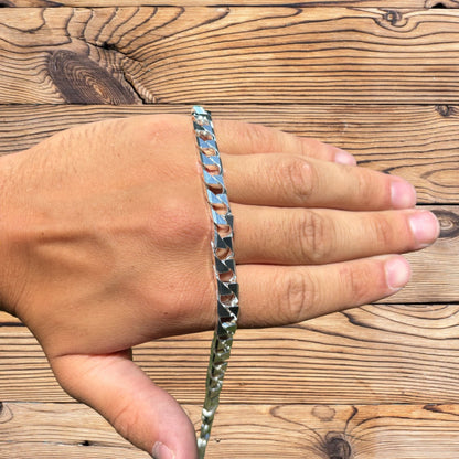 925 Sterling Silver 8mm Square Curb Chain Necklace