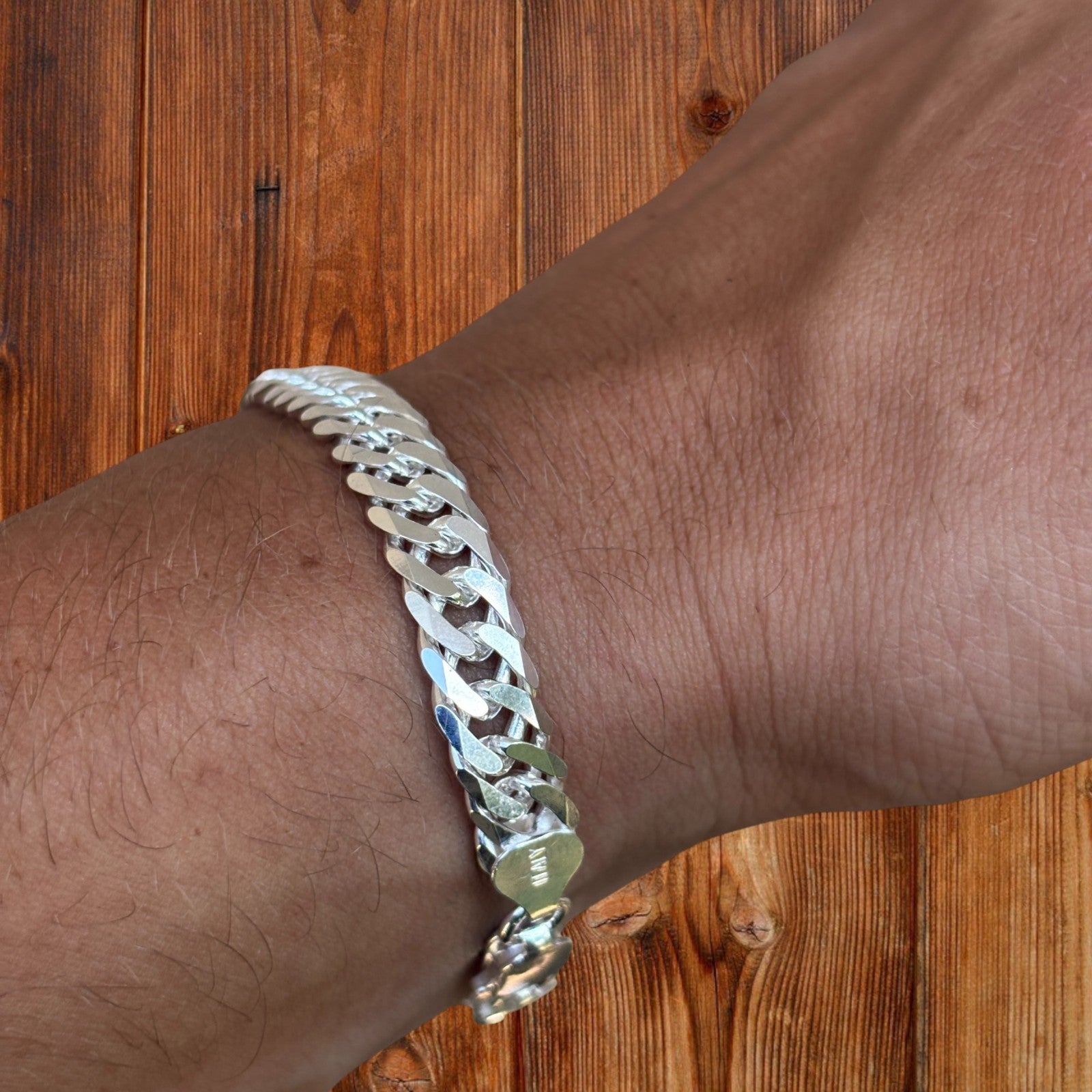 925 Sterling Silver 8mm Double Curb Bracelet
