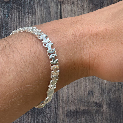 925 Sterling Silver 5mm Flat Byzantine Bracelet