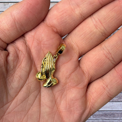 925 Sterling Silver Praying Hands Pendant - Small