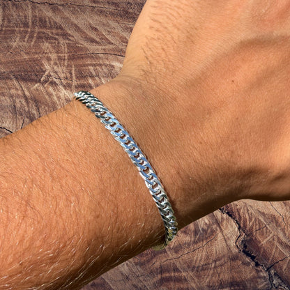 925 Sterling Silver 6mm Double Curb Bracelet