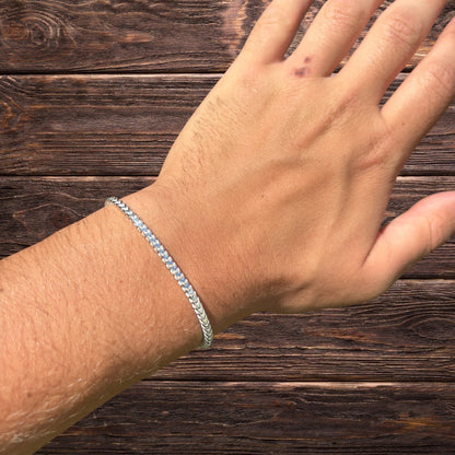 925 Sterling Silver 2.5mm Franco Bracelet
