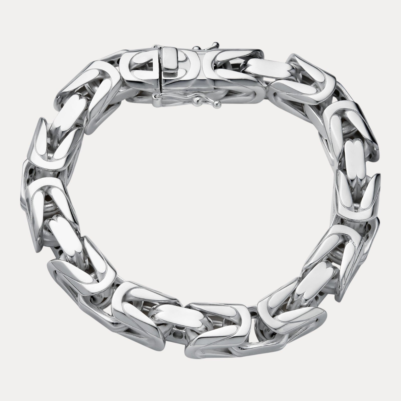 925 Sterling Silver 10mm Byzantine W. Box Clasp Bracelet