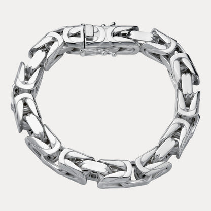 925 Sterling Silver 10mm Byzantine W. Box Clasp Bracelet