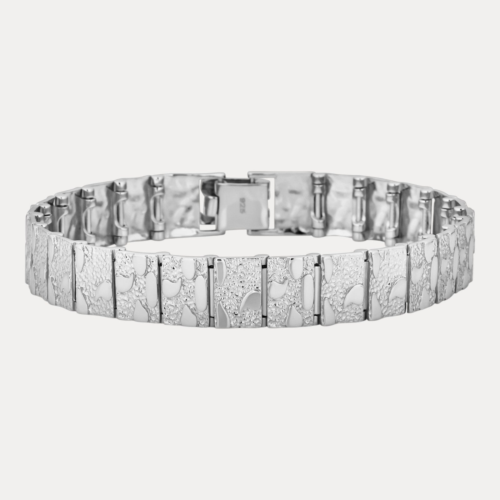 925 Sterling Silver 12mm Custom Nugget Link Bracelet