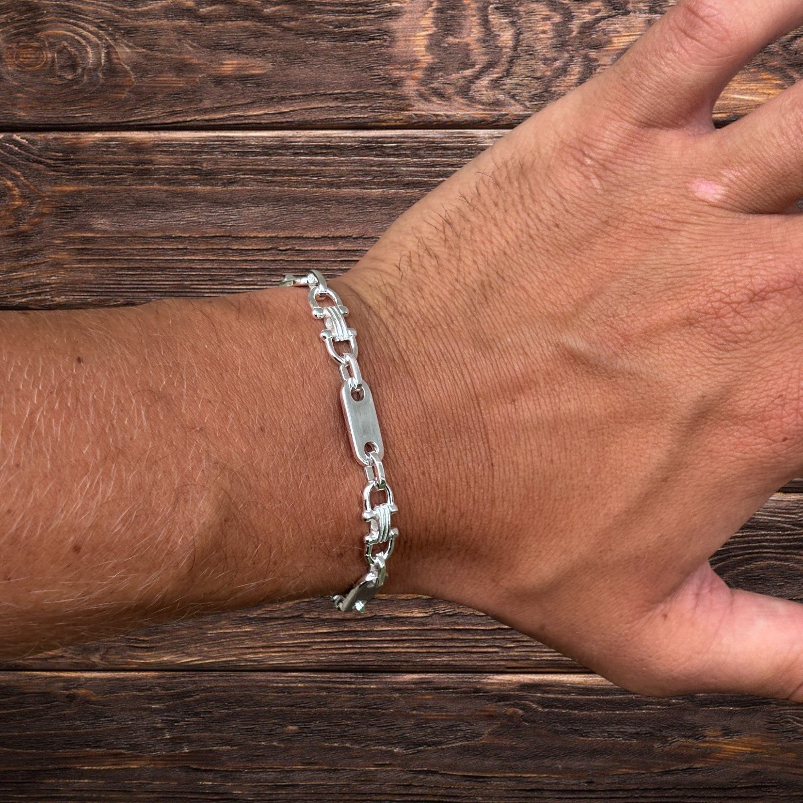 925 Sterling Silver 7.5mm Custom Ferragamo Link Bracelet