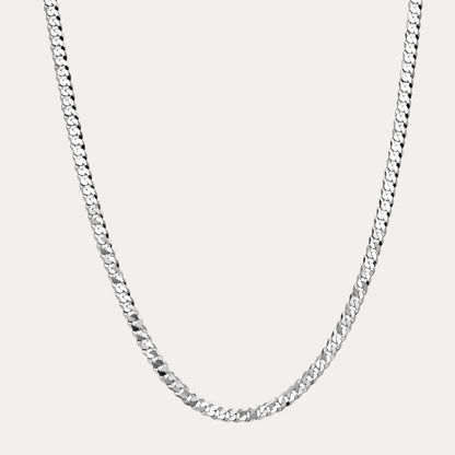 925 Sterling Silver 8mm Flat Curb Cuban Chain Necklace