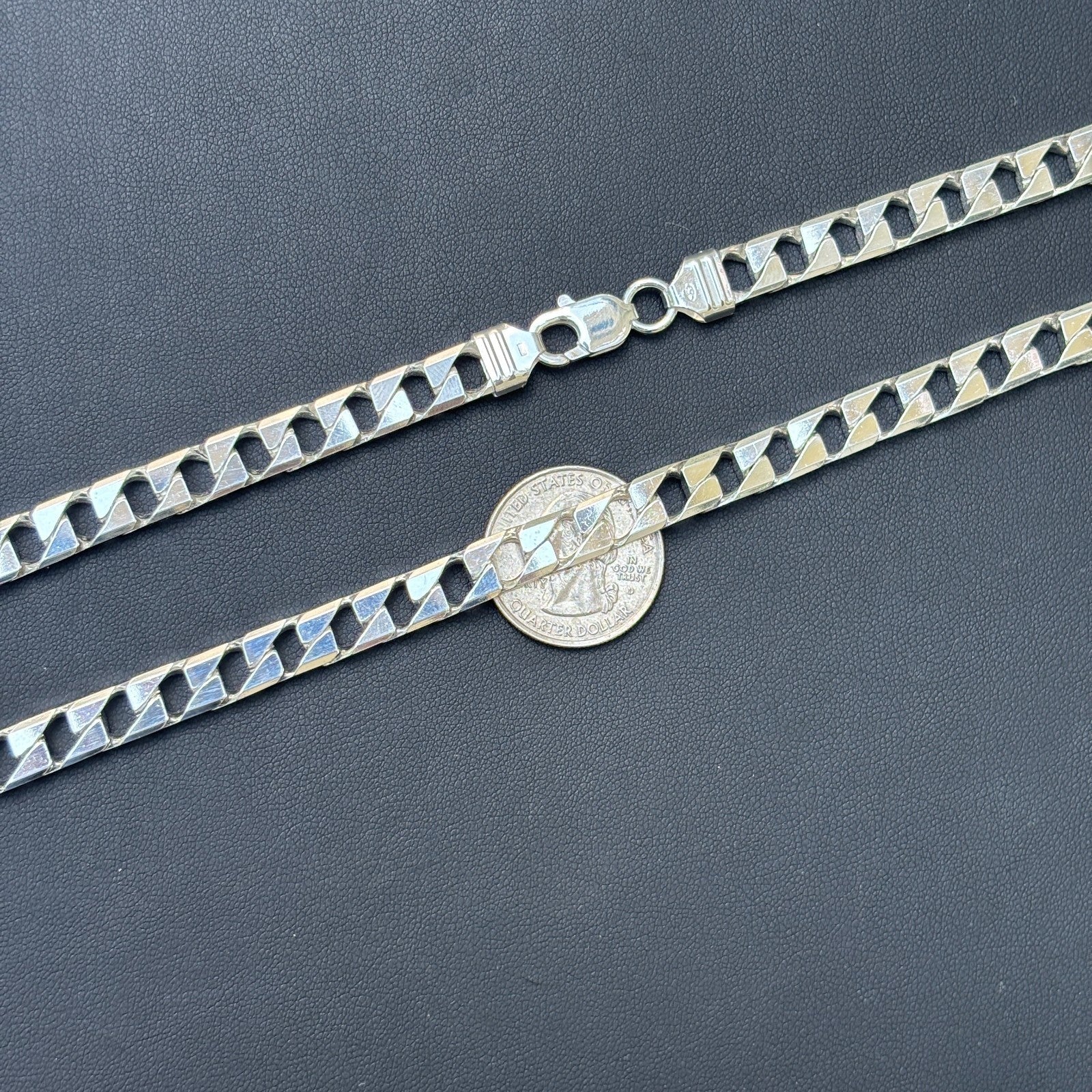 925 Sterling Silver 8mm Square Curb Chain Necklace