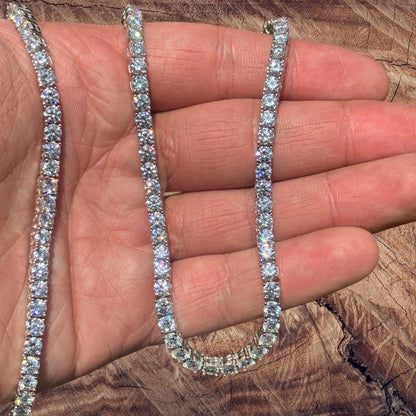 925 Sterling Silver 4mm Tennis Chain Necklace - CZ Or Moissanite