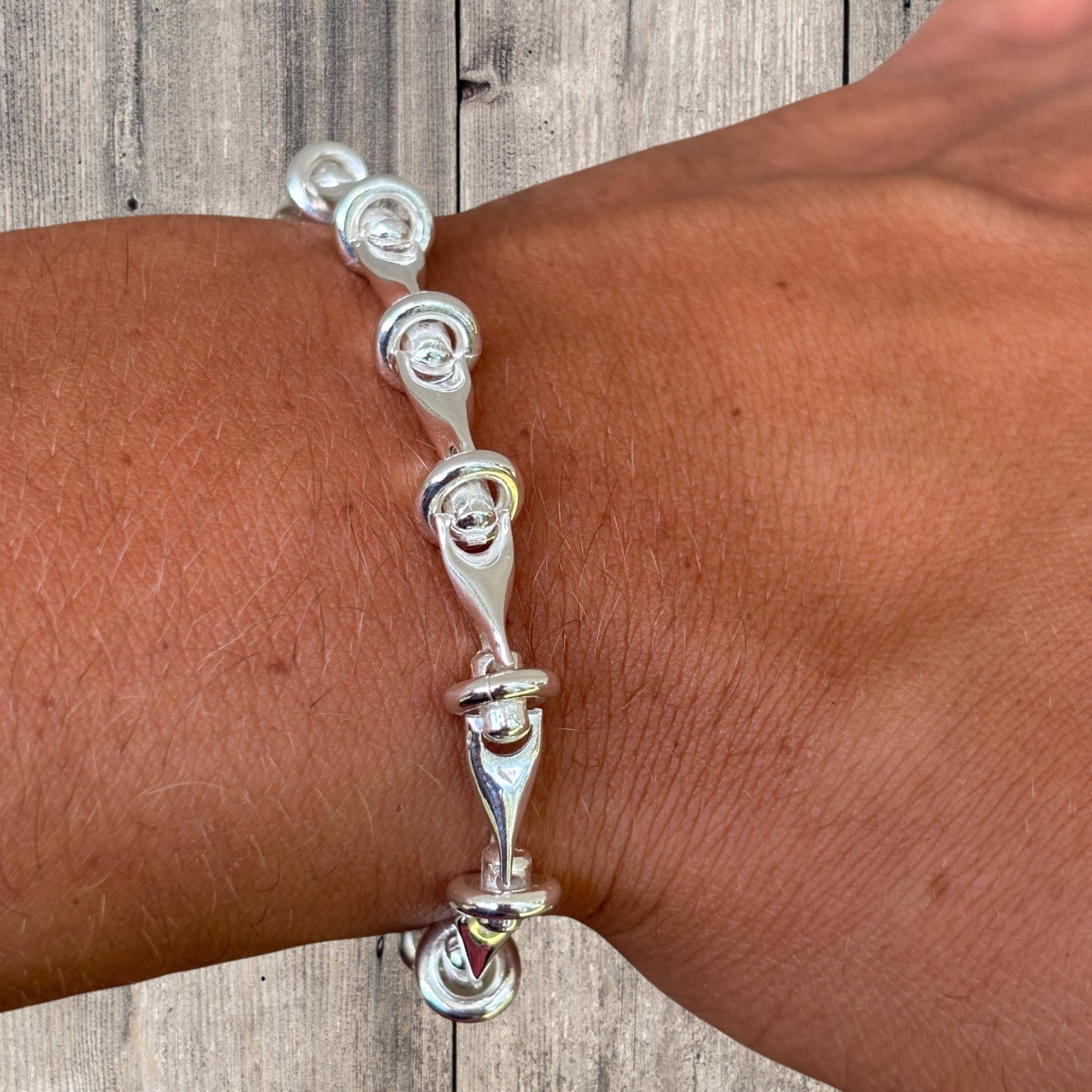 925 Sterling Silver 8mm Barbed Wire Jailhouse Link Bracelet