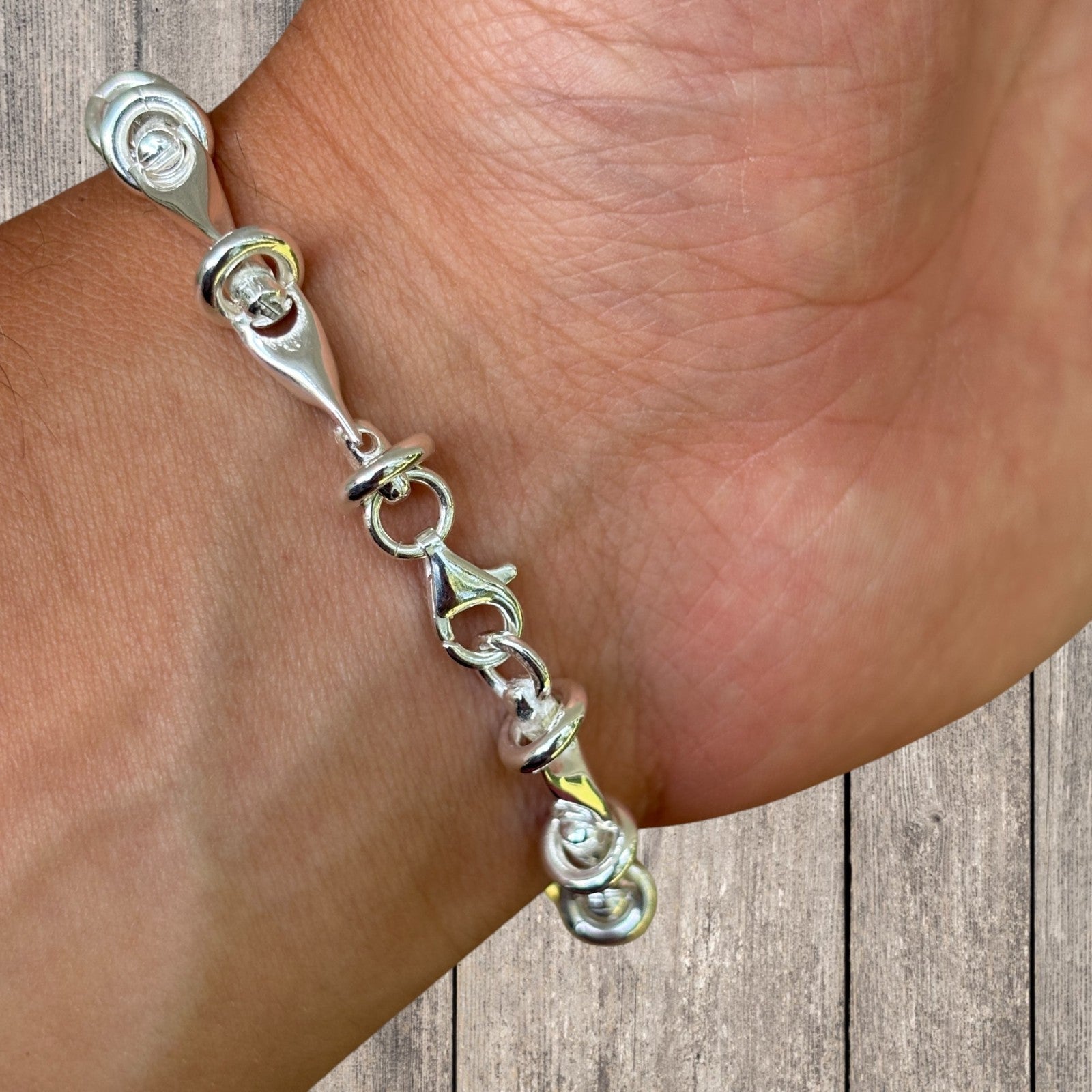 925 Sterling Silver 8mm Barbed Wire Jailhouse Link Bracelet