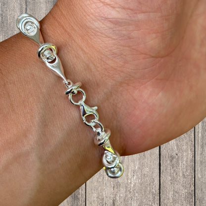 925 Sterling Silver 8mm Barbed Wire Jailhouse Link Bracelet