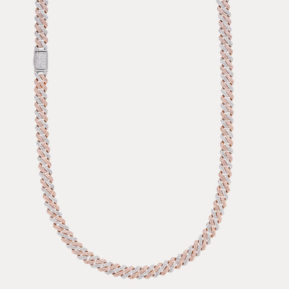 925 Sterling Silver 8mm Moissanite Miami Cuban Prong Chain Necklace